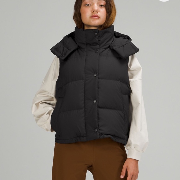 Lululemon Wunder Puff 600 Down Fill Cropped Puffer Vest Black 10 - Picture 4 of 5